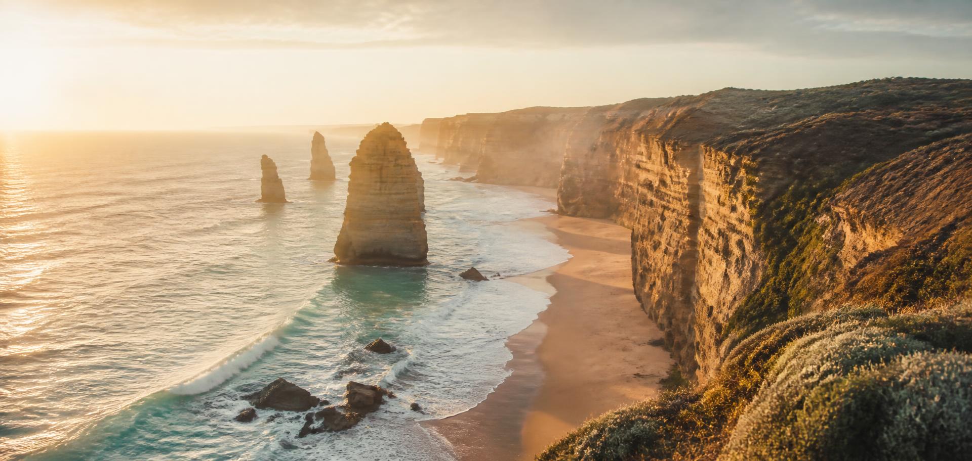 Australian coastline at golden hour